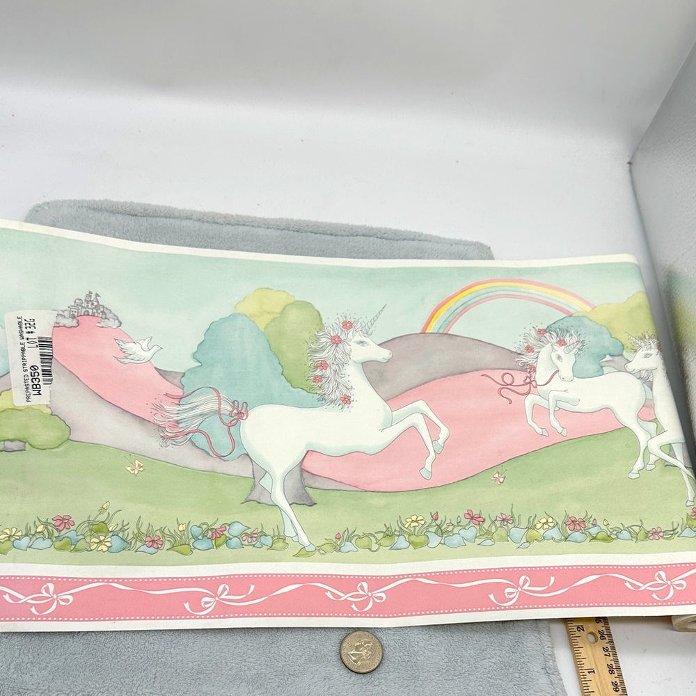 Vintage Borden Unicorn Rainbow Princess Wallpaper Border #WB350 (New)